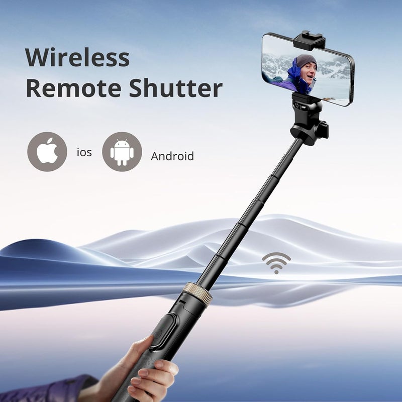 Sensyne 72" Extendable Tripod for iPhone & Selfie Stick with Detachable Phone Holder & Wireless Remote, Compatible with All Cell Phones, Black - Image 2